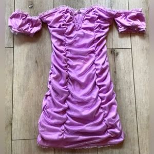 Forever 21 caps sleeve sheith mini Dress lavender lilac  small sparkly